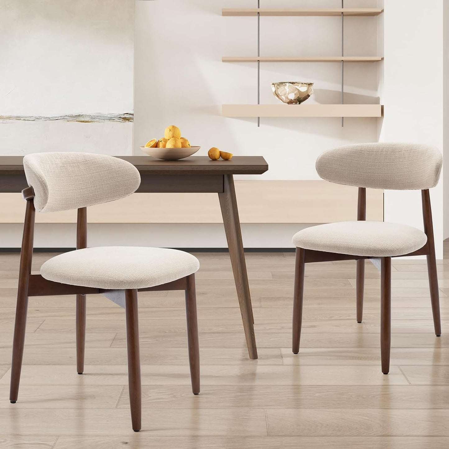 COLAMY Ensemble de 2 Chaises Beige