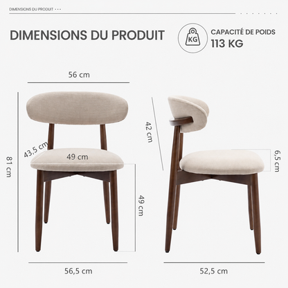 COLAMY Ensemble de 2 Chaises Beige