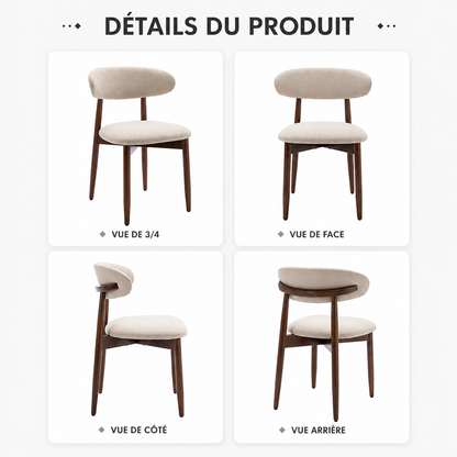 COLAMY Ensemble de 2 Chaises Beige