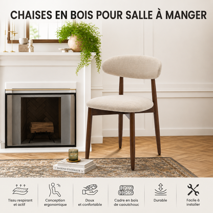 COLAMY Ensemble de 2 Chaises Beige
