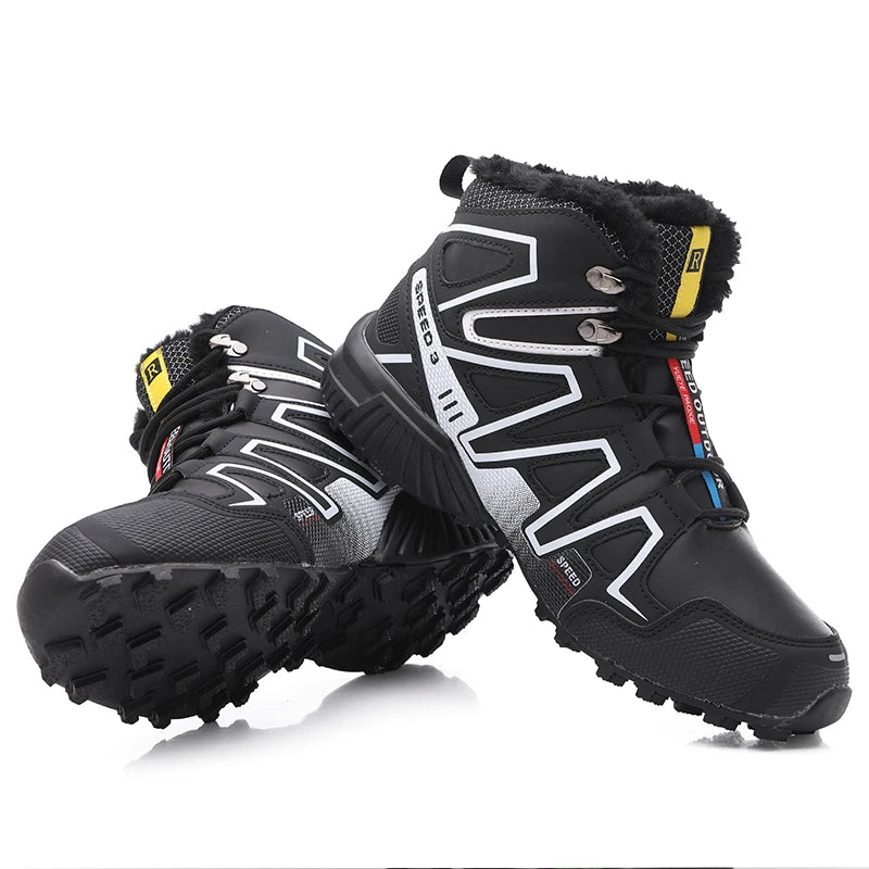 Men's snow boots, warm and non slip outdoor hiking boots, lightweight walking shoes in winter